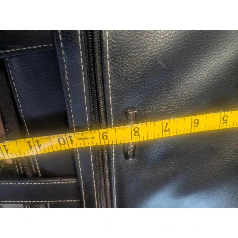 Samsonite Black Leather Computer Briefcase Calculator Shoulder Strap Vintage
